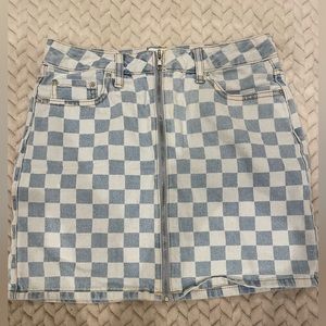 forever 21 womens small checkerboard denim skirt
